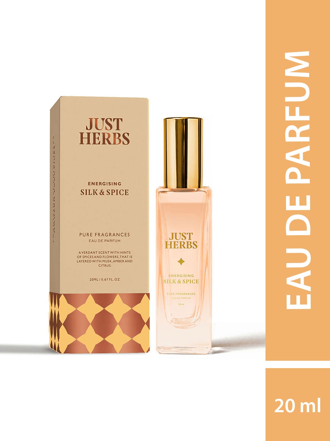 

Just Herbs Energising Silk & Spice Longwearing Eau De Parfum - 20 ml, Beige