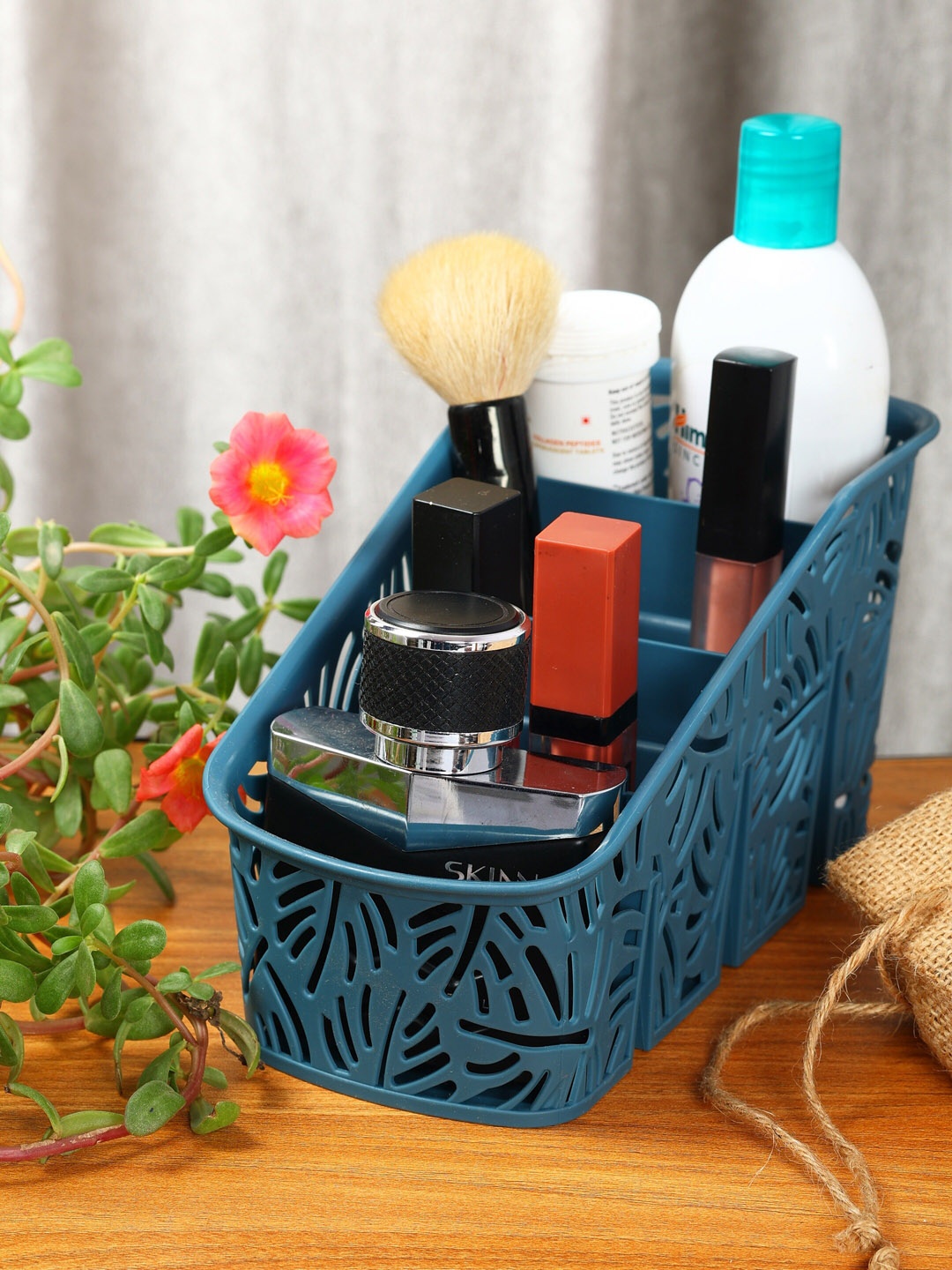 

ZEVORA Teal Blue Textured Multi-Purpose Desk Organiser