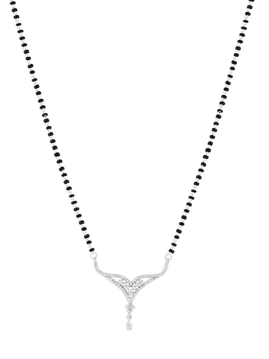 

Efulgenz Rhodium-Plated Crystal-Studded Mangalsutra, White