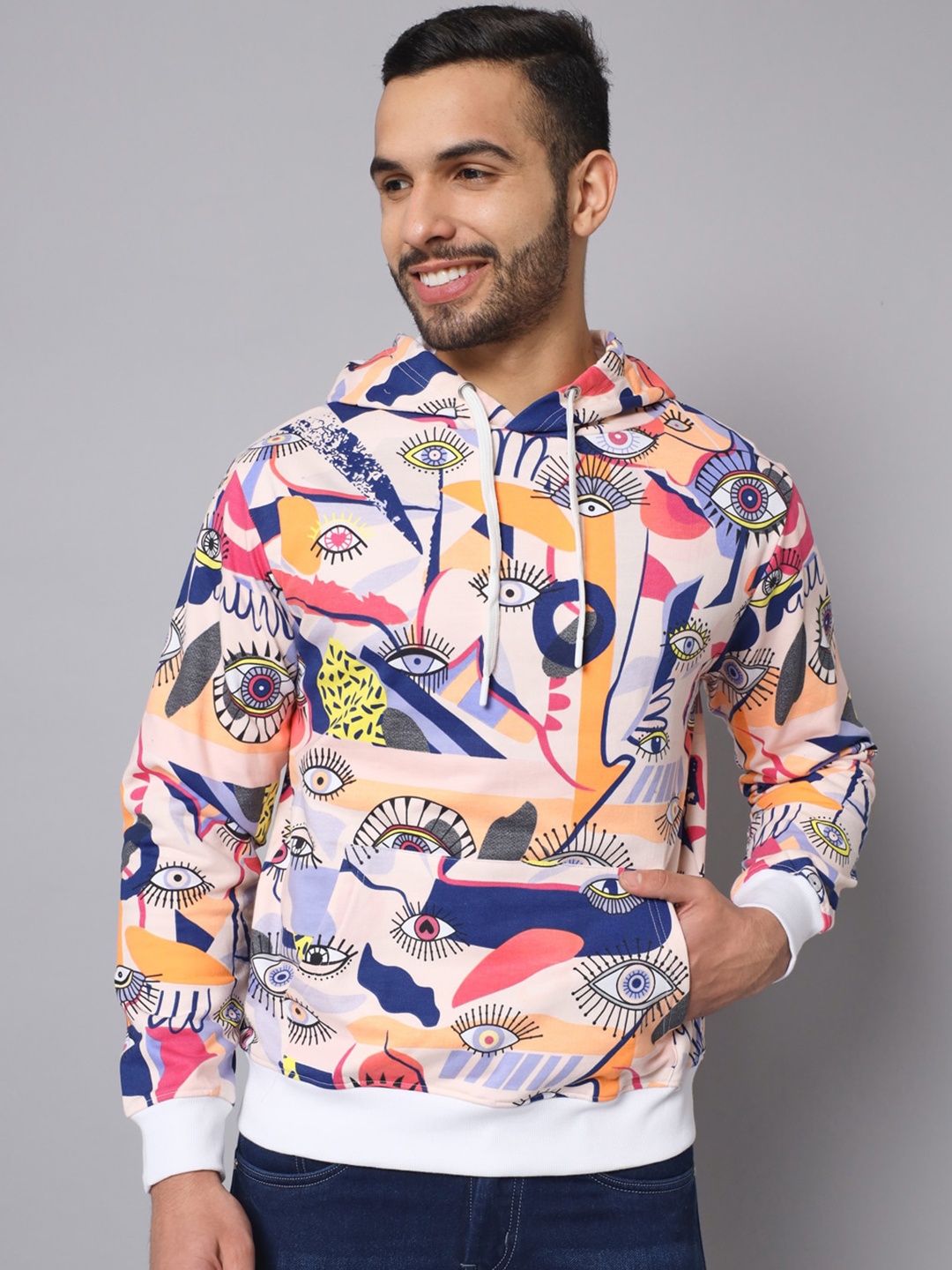 

The Dry State Men Multicoloured Printed Hooded Sweatshirt, Multi