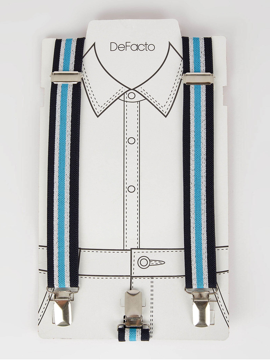 

DeFacto Boys Navy Blue & White Stripe Printed Adjustable Y-Back Elastic Suspender
