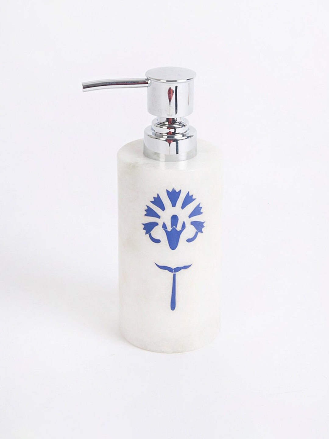 

Fabindia White Printed Marble Lotion Dispenser, Blue