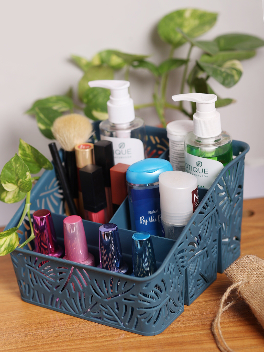 

ZEVORA Teal Blue Plastic Storage Organiser