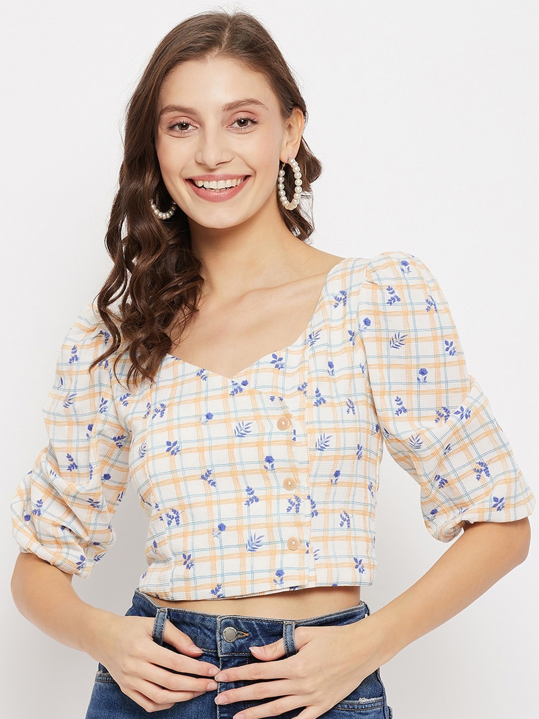 

Madame Beige Floral Print Crop Top