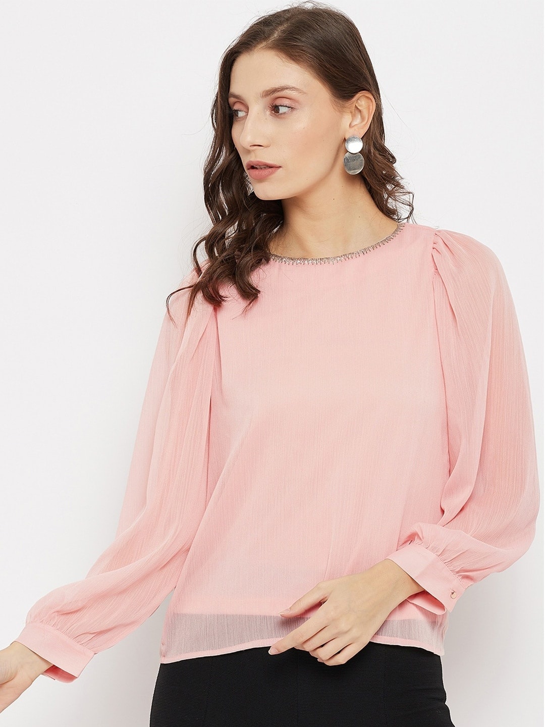 

Madame Peach-Coloured Sequined Top