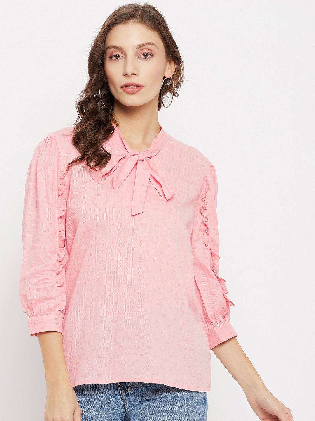 

Madame Pink Tie-Up Neck Top