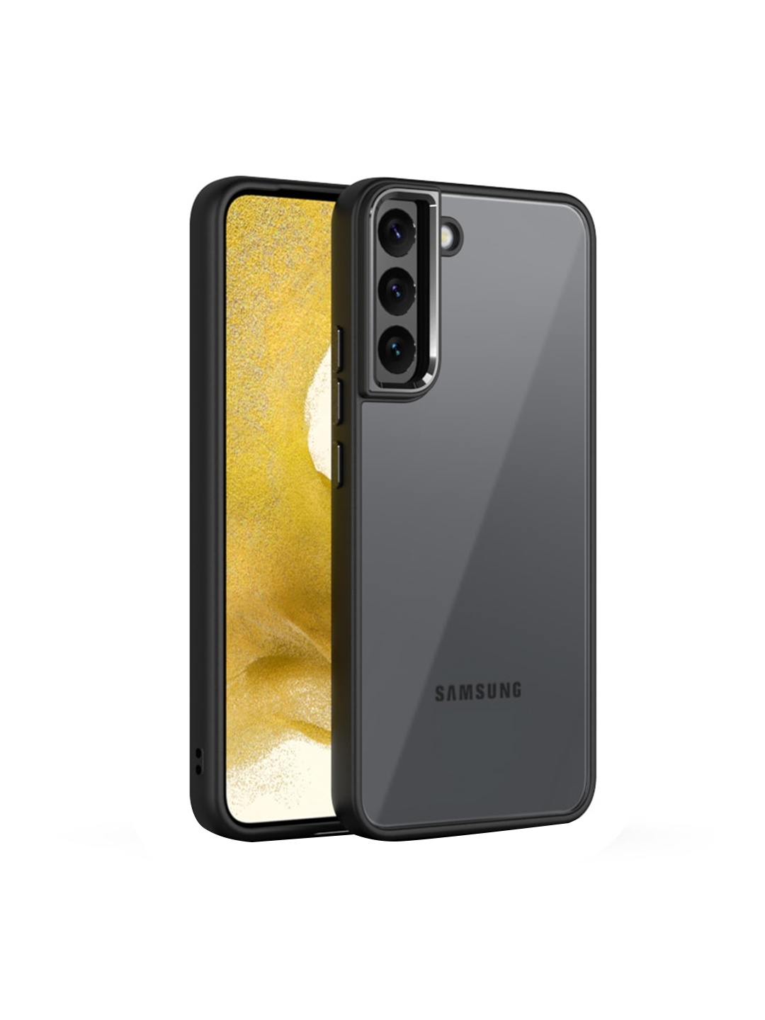 

Karwan Black & Transparent Samsung S22 Phone Back Case With Metal Lens