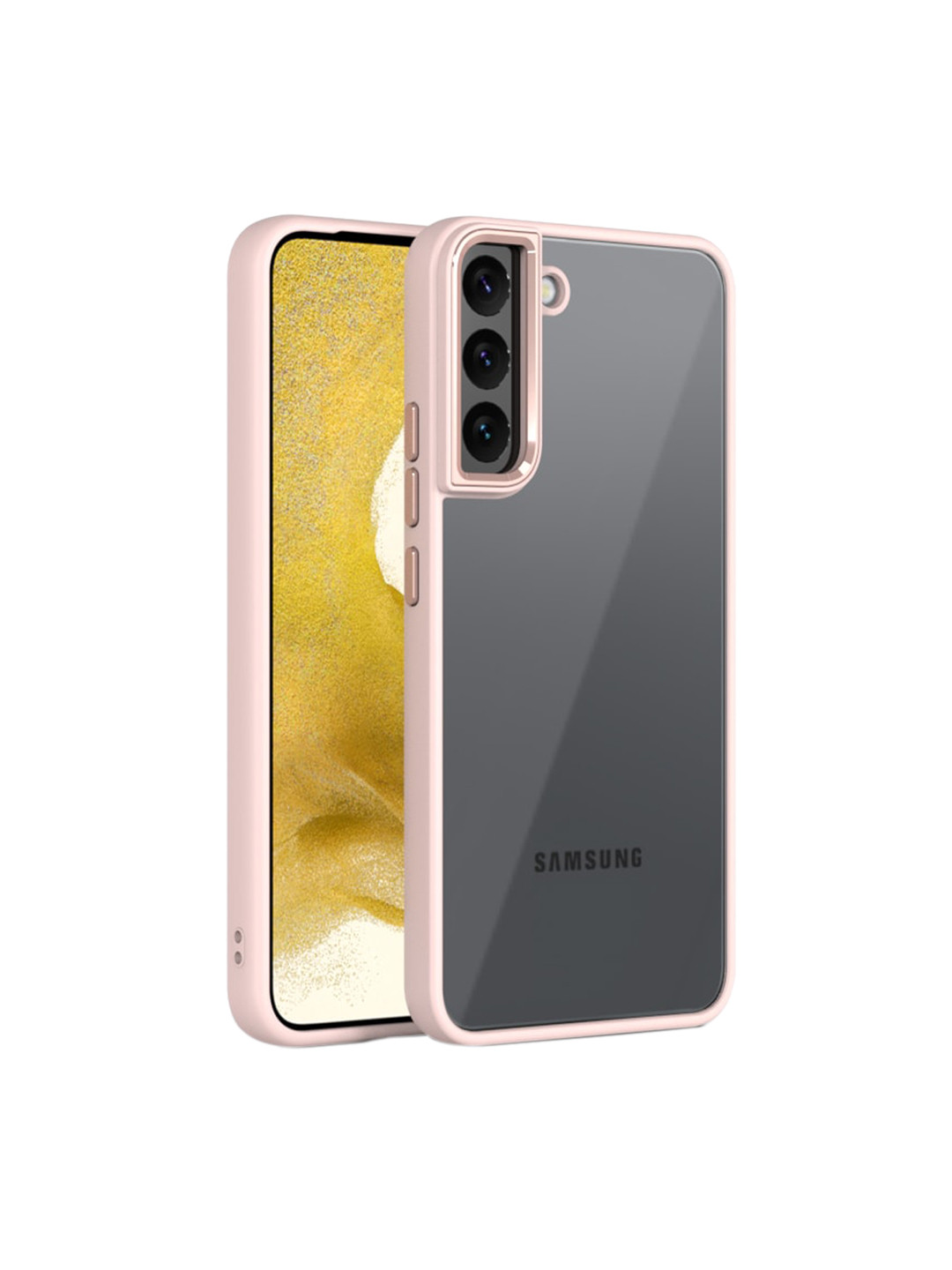 

Karwan Pink & Transparent Samsung S22 Phone Back Case With Metal Lens