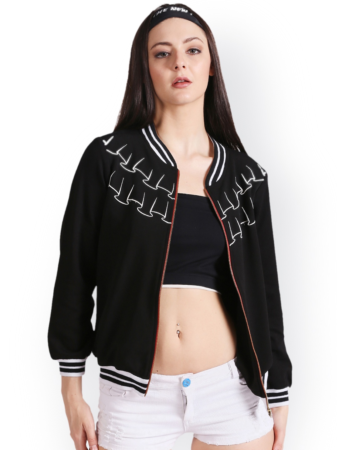 

Noi Women Black Solid Bomber Jacket