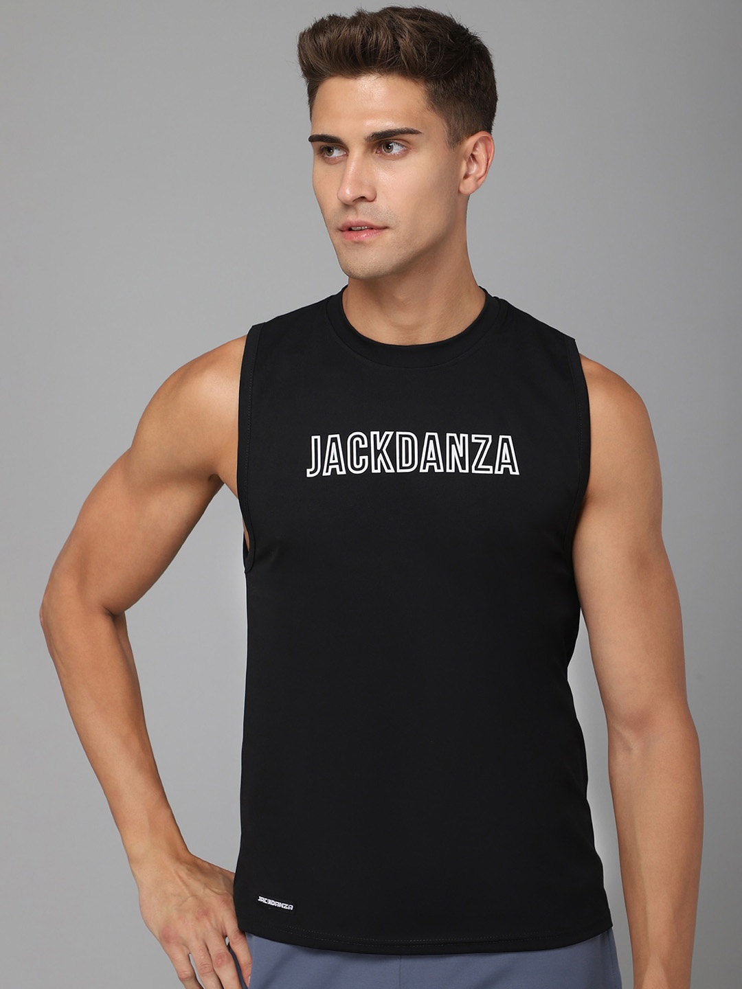 

JACKDANZA Men Black Printed Tank Vest
