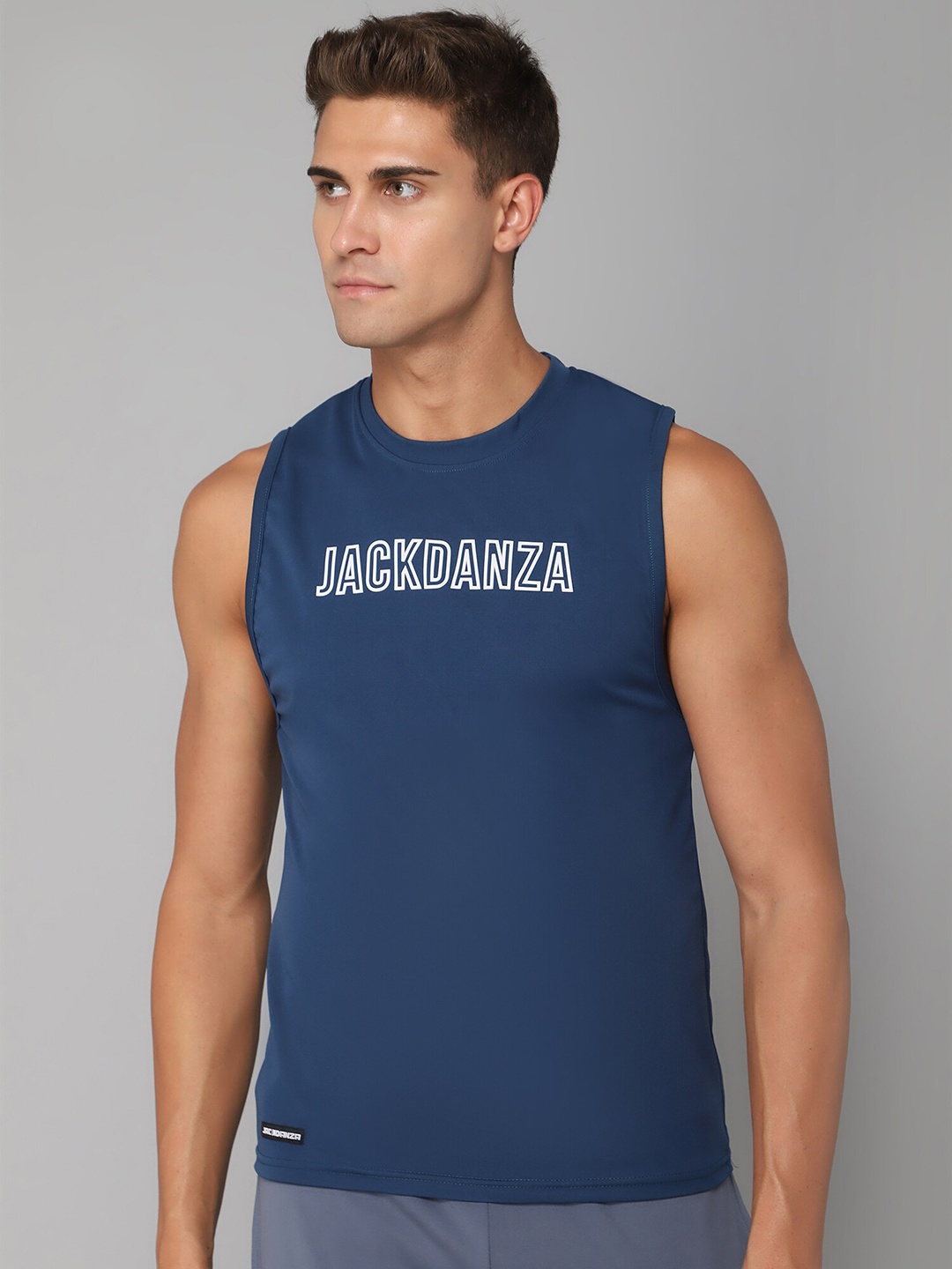 

JACKDANZA Men Blue Printed Tank Vest