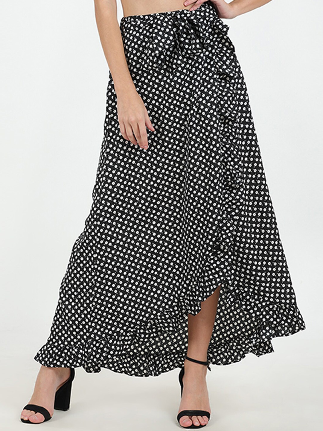 

PRETTY LOVING THING Black Printed Wrap Skirt