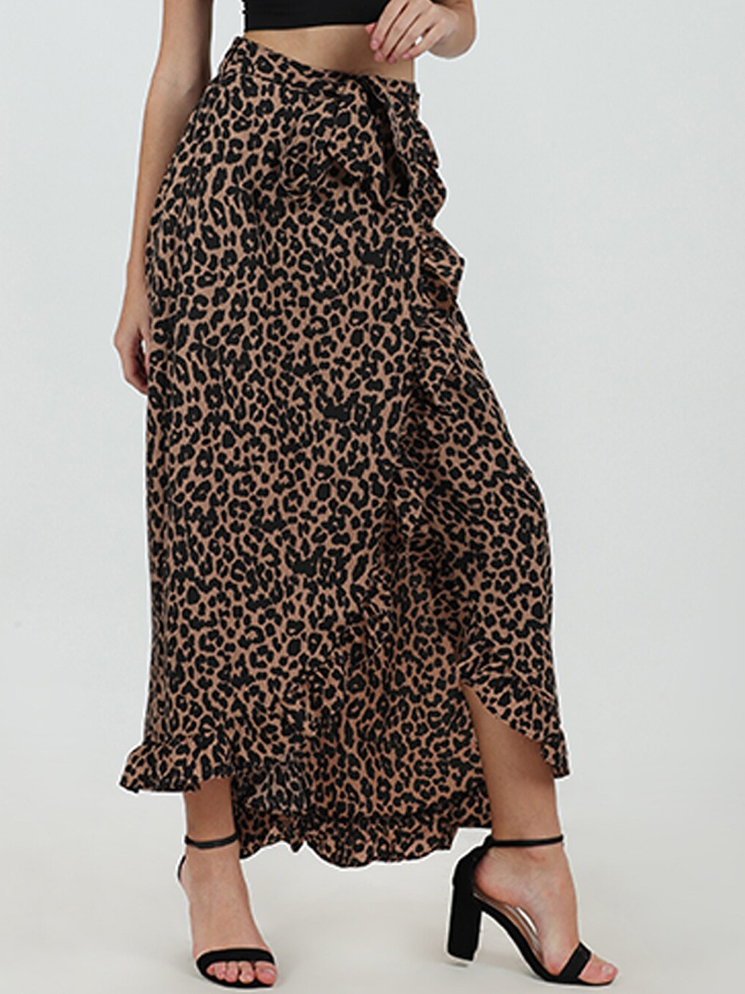 

PRETTY LOVING THING Brown Printed Wrap Skirt