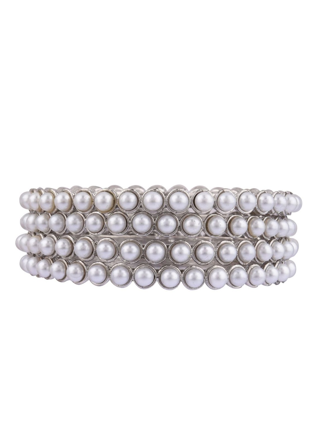

Efulgenz Antique Set Of 4 White & Rhodium-Plated Crystal Beaded Bangles