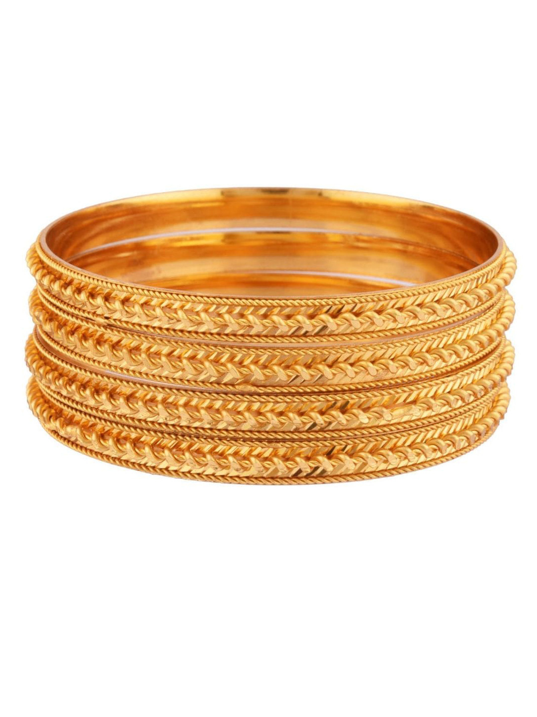 

Efulgenz Set of 4 Gold-Plated Textured bangles
