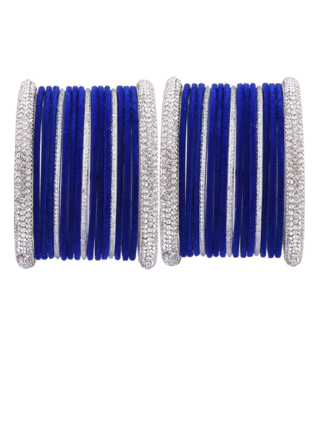 

Efulgenz Set Of 34 Blue Rhodium-Plated Crystal Studded Bangles