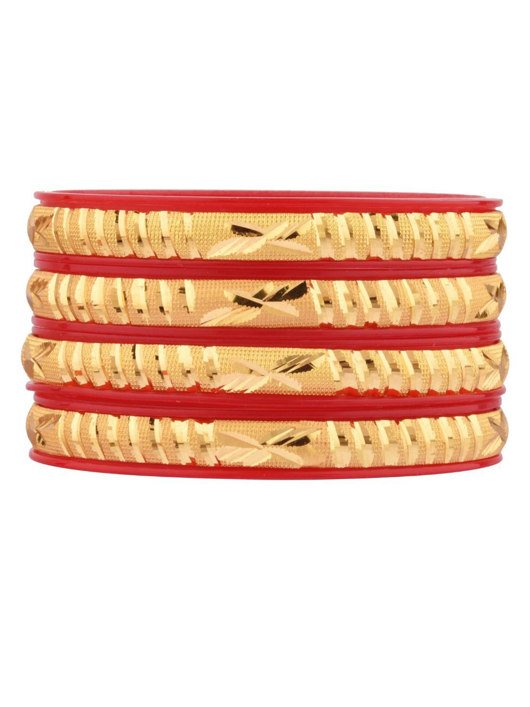 

Efulgenz Antique Set Of 4 Gold-Toned Red Bangles