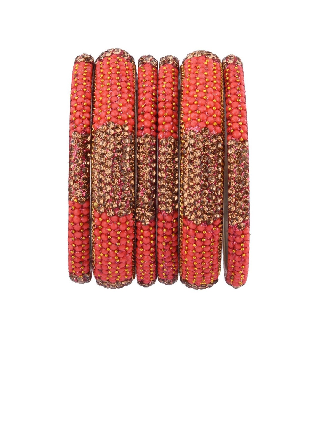 

Efulgenz Antique Designer 6-Pcs Rhodium-Plated Red CZ Crystal Studded Bangle Set