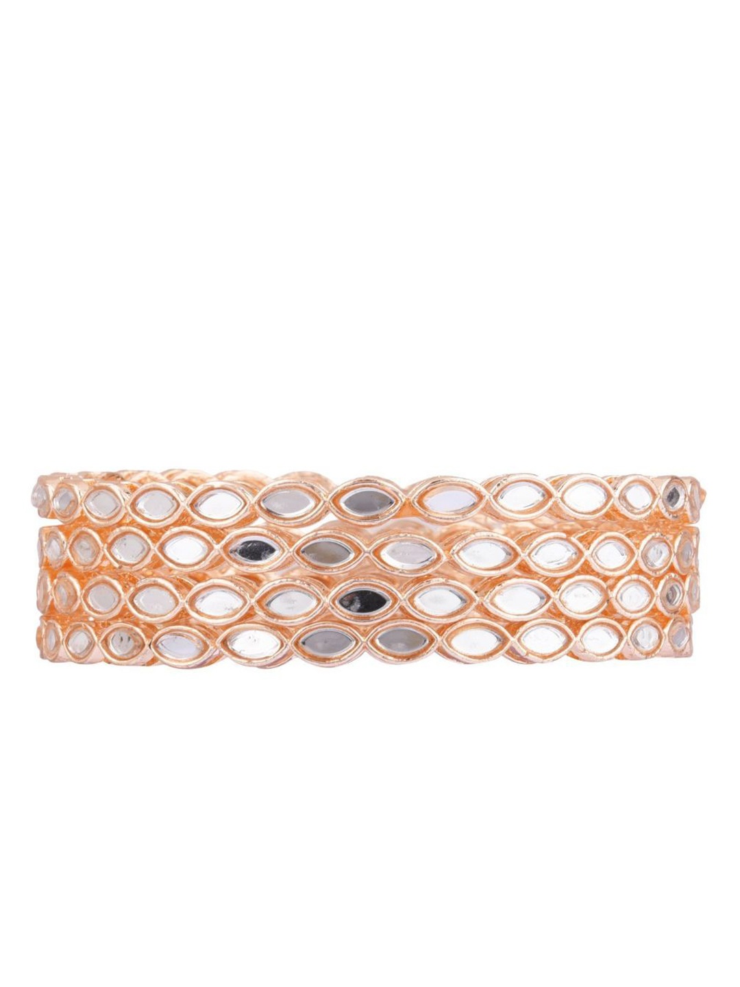 

Efulgenz Elegant Designer Set Of 4 Gold-Plated & White Bangle Set