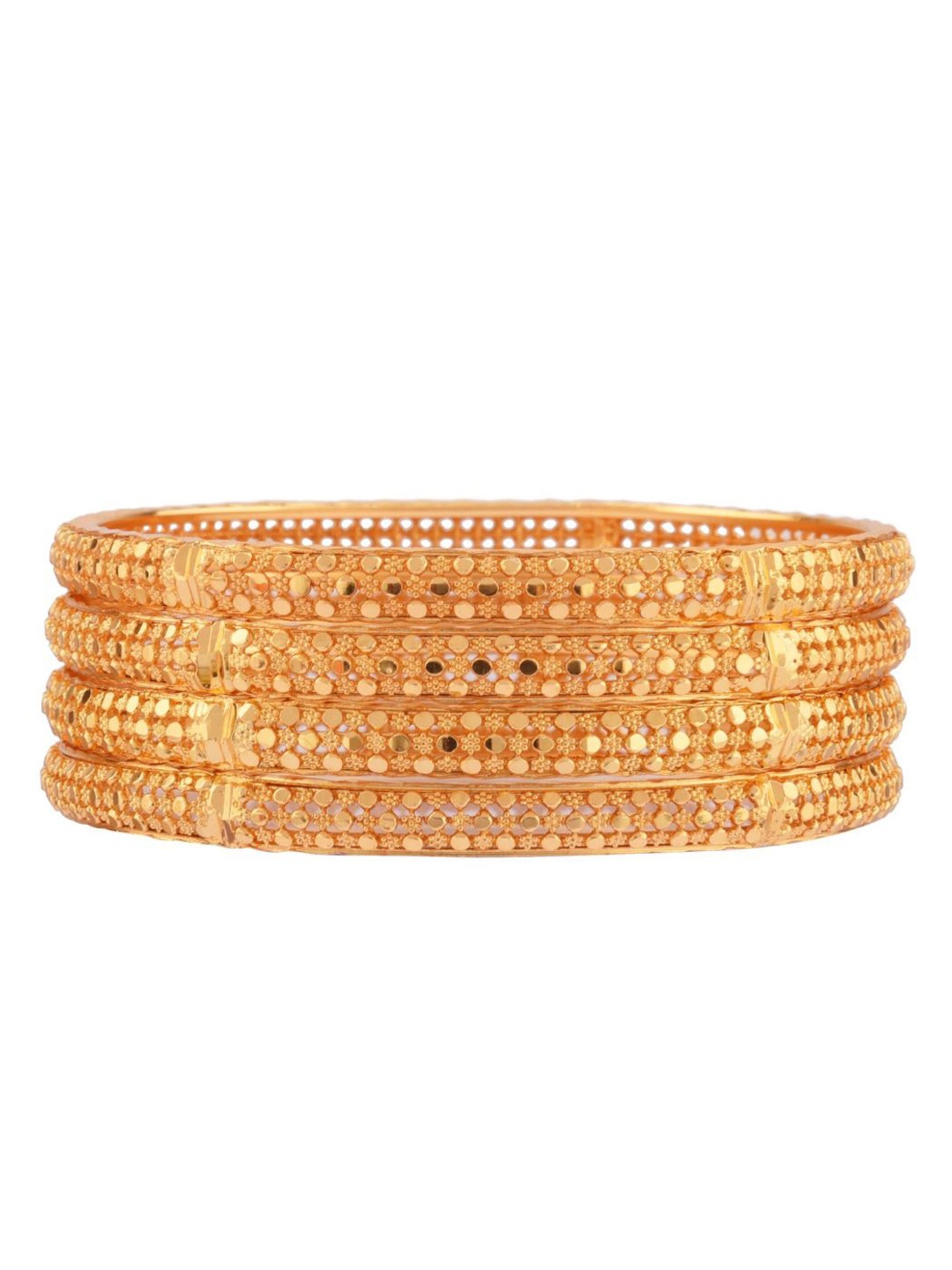

Efulgenz Antique Designer Set Of 4 Gold-Plated & Kundan & Crystals Studded Bangles