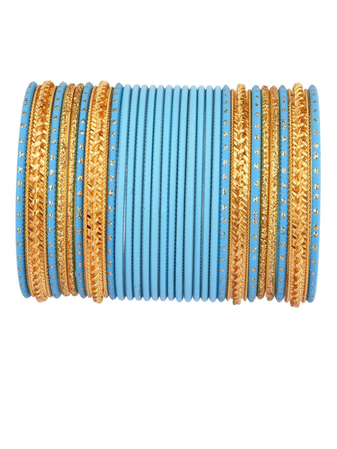 

Efulgenz 56 Pcs Blue Colored Gold-Plated Bangles