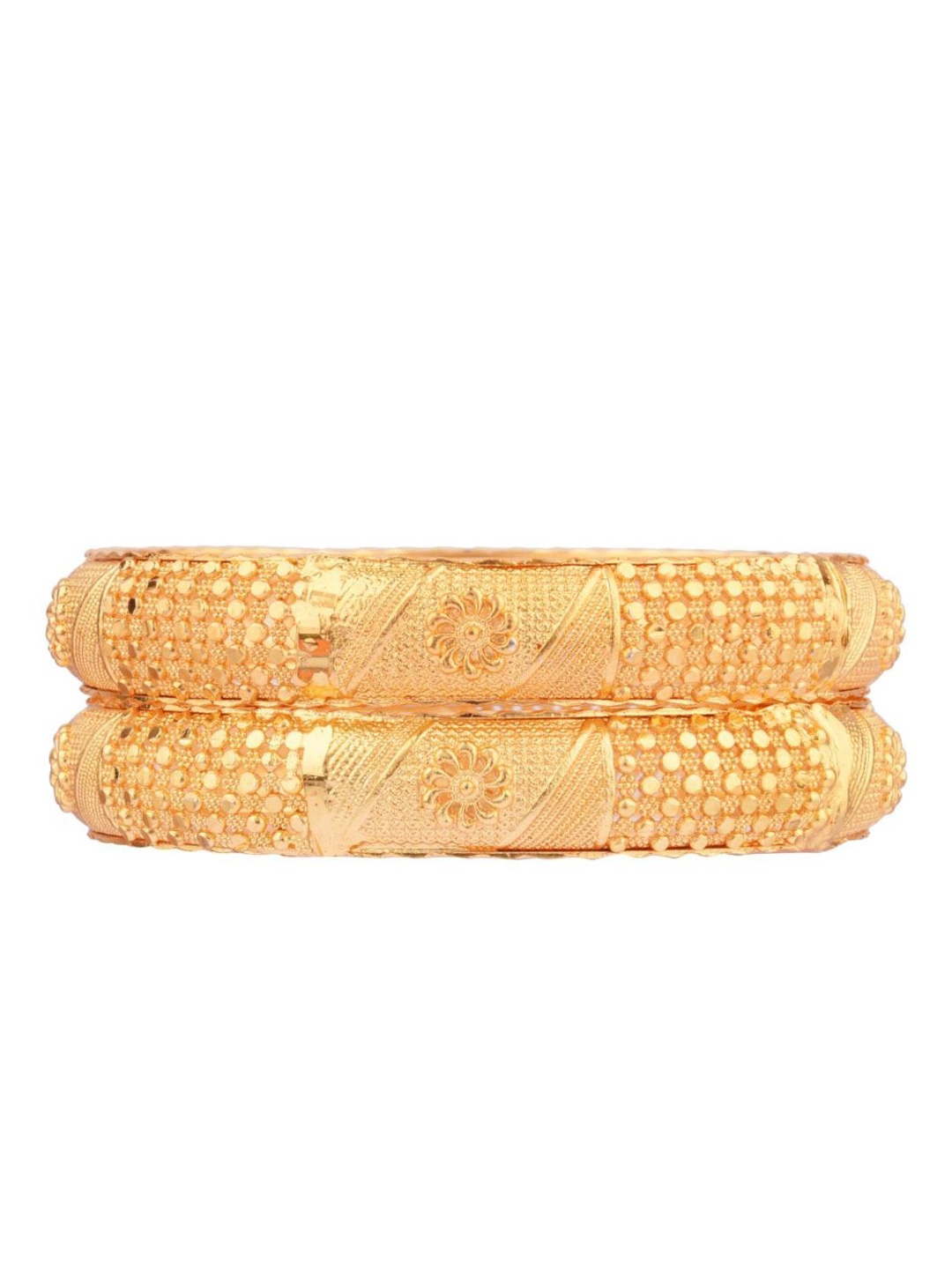 

Efulgenz Set Of 2 Gold-Plated Textured Bangles