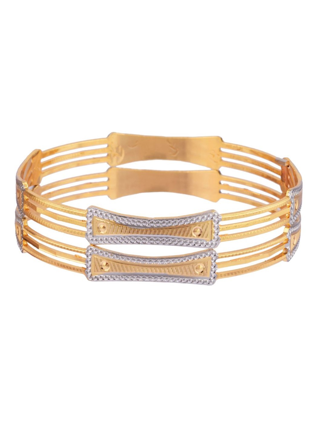

Efulgenz Set Of 2 Gold-Plated Textured Bangles