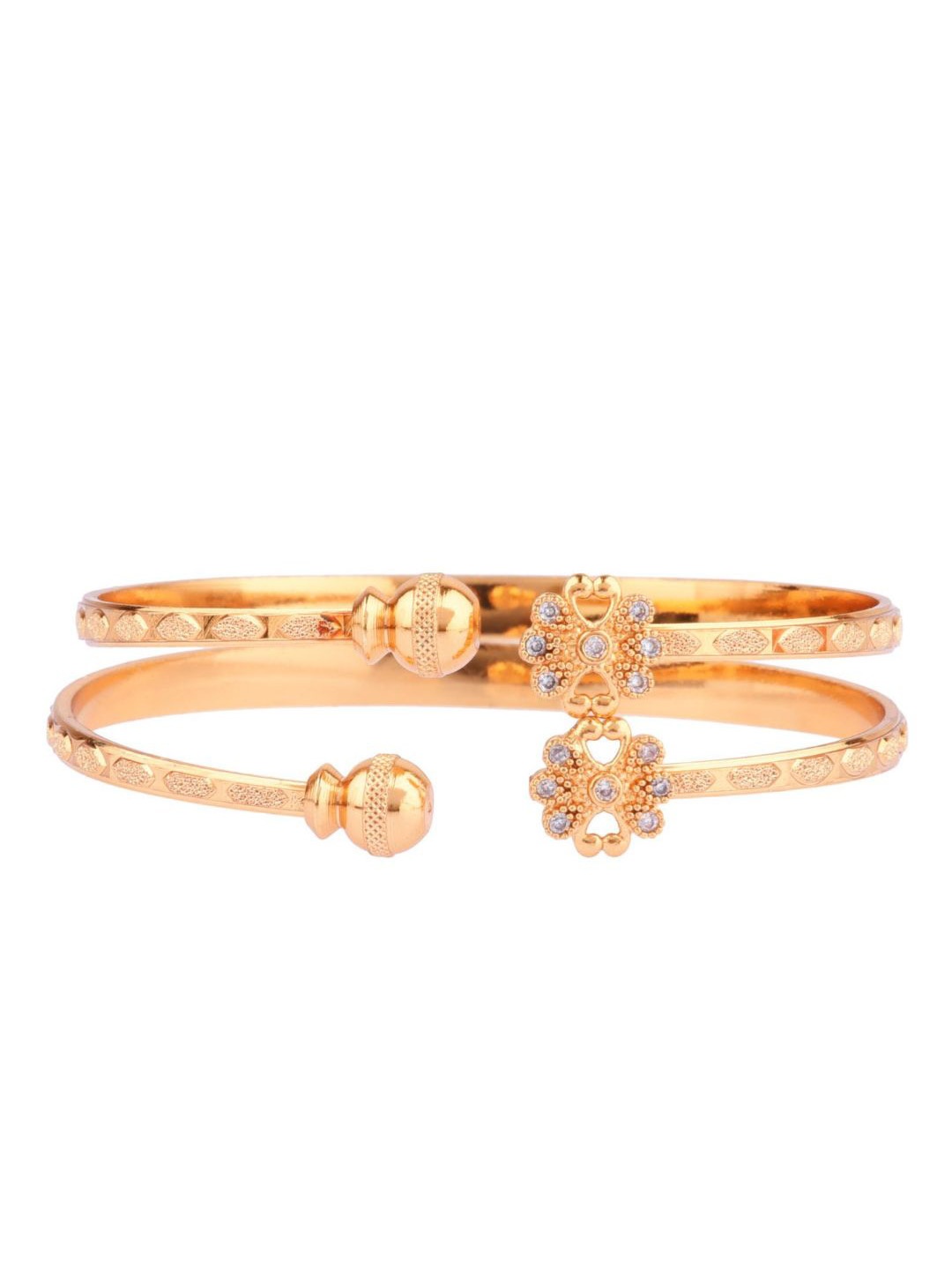 

Efulgenz Classic Fashion Set of 2 Gold-Plated Gold Bangle Set