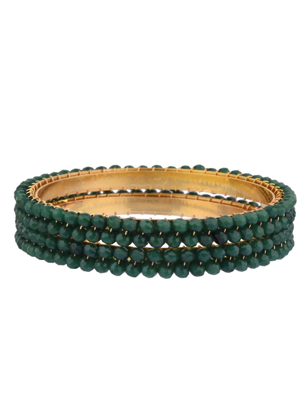 

Efulgenz Antique Designer Set of 2 Gold-Plated Green Bangle Set