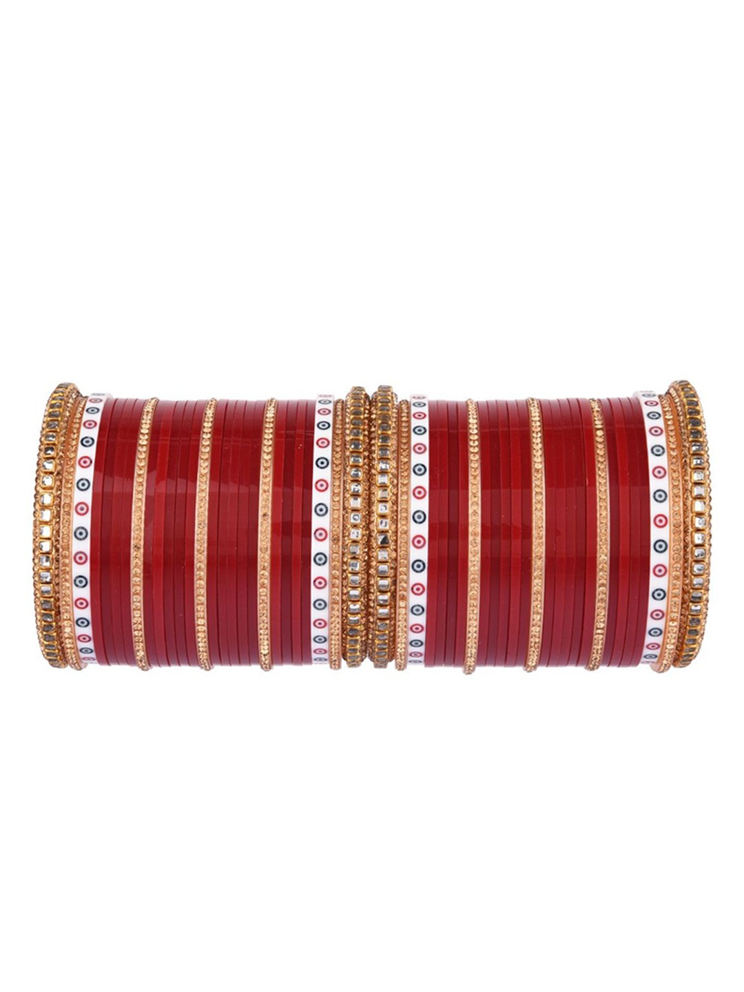 

Efulgenz Antique Designer Set Of 54 Gold-Plated & Red Bridal Chuda Bangle Set