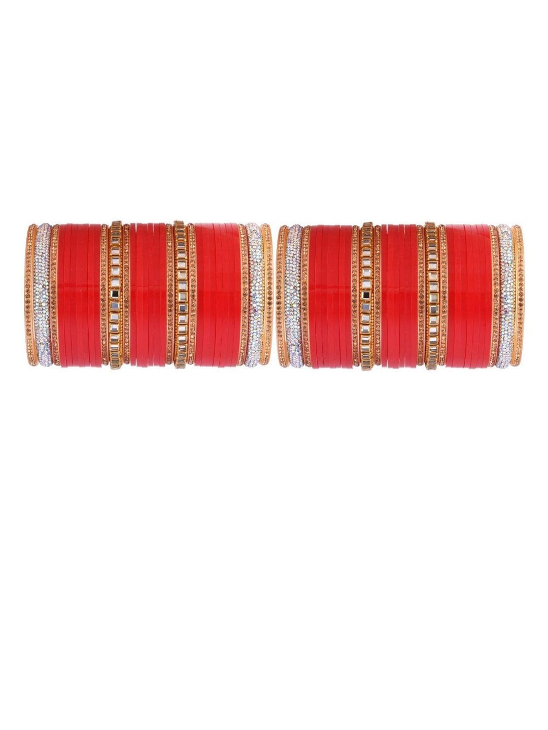 

Efulgenz Indian Traditional Set Of 64 Gold-Plated & Orange Bangle Set