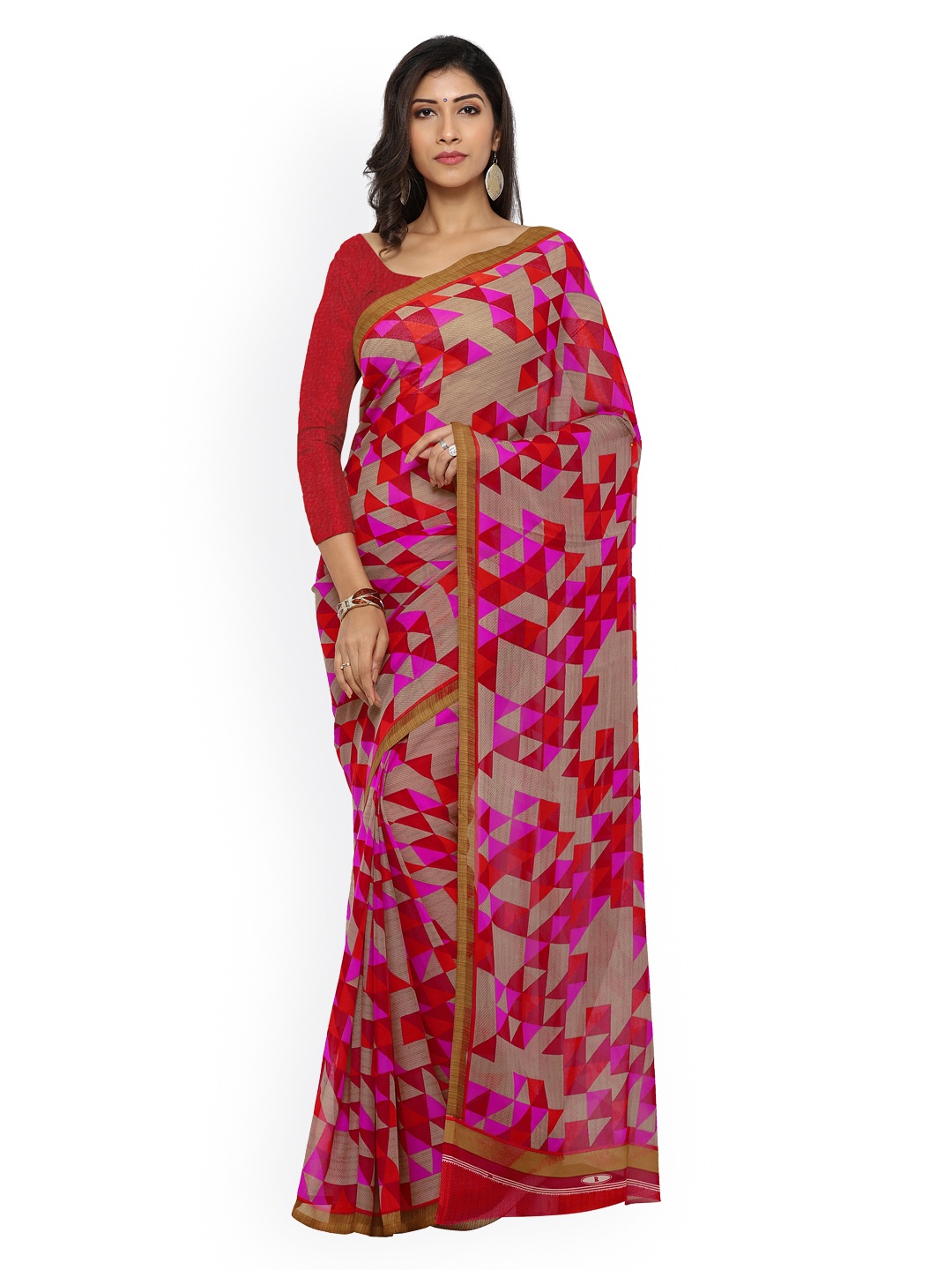 

Satrani Multicoloured Printed Poly Georgette Saree, Multi