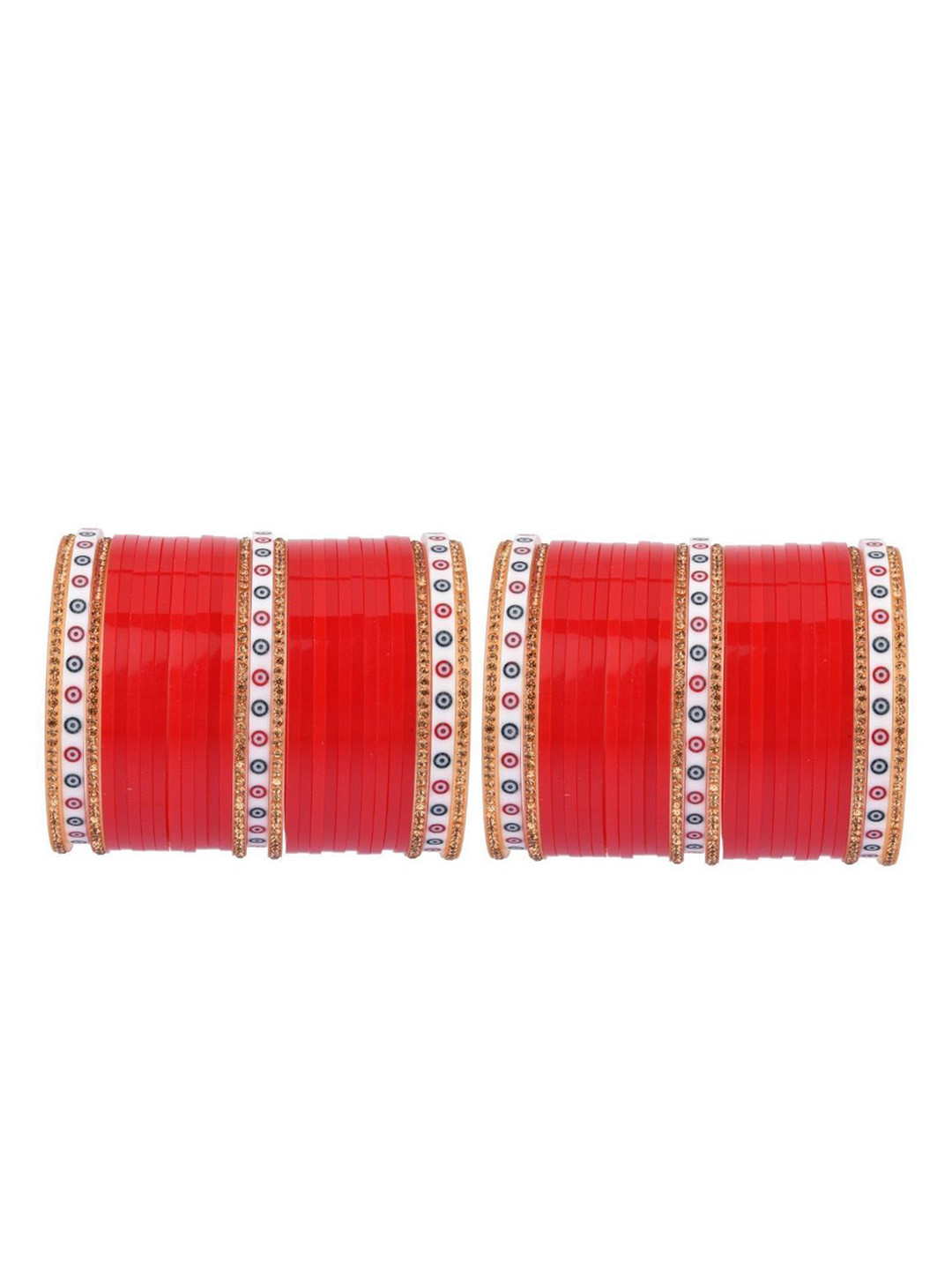 

Efulgenz Antique Designer 58-Pcs Gold-Plated & Red Crystal-Studded Bangle Set