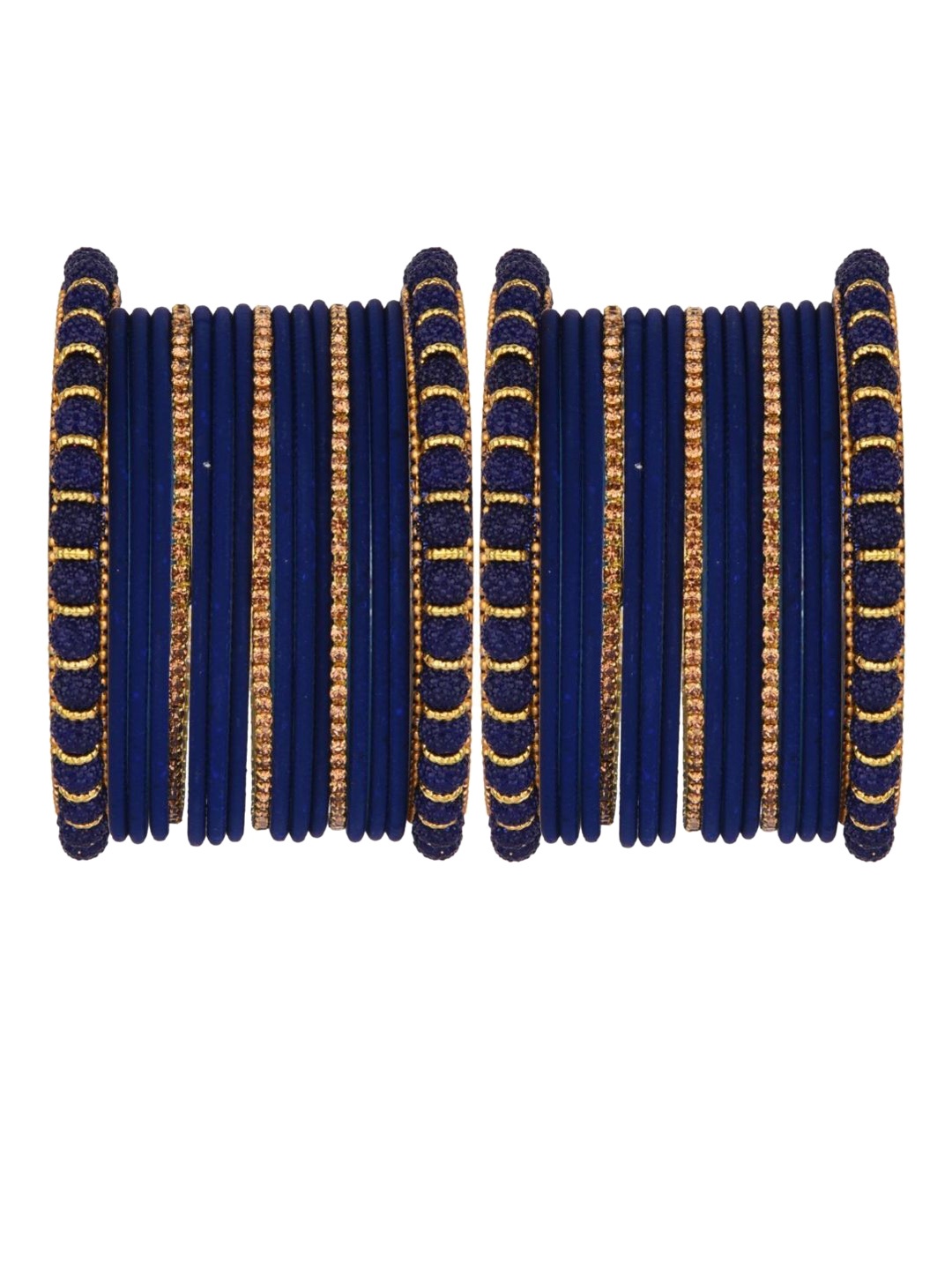 

Efulgenz Classic Fashion 34-Pcs Gold-Plated & Navy-Blue Bangle-Set