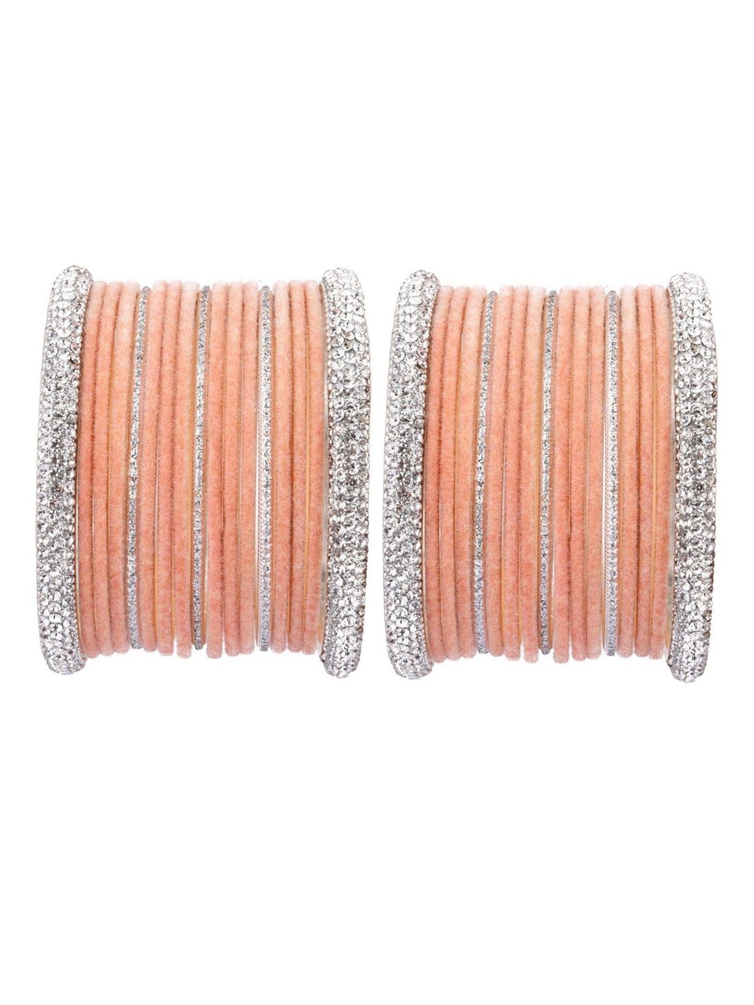 

Efulgenz Antique Designer 34-Pcs Rhodium-Plated & Red Bangle Set, Peach