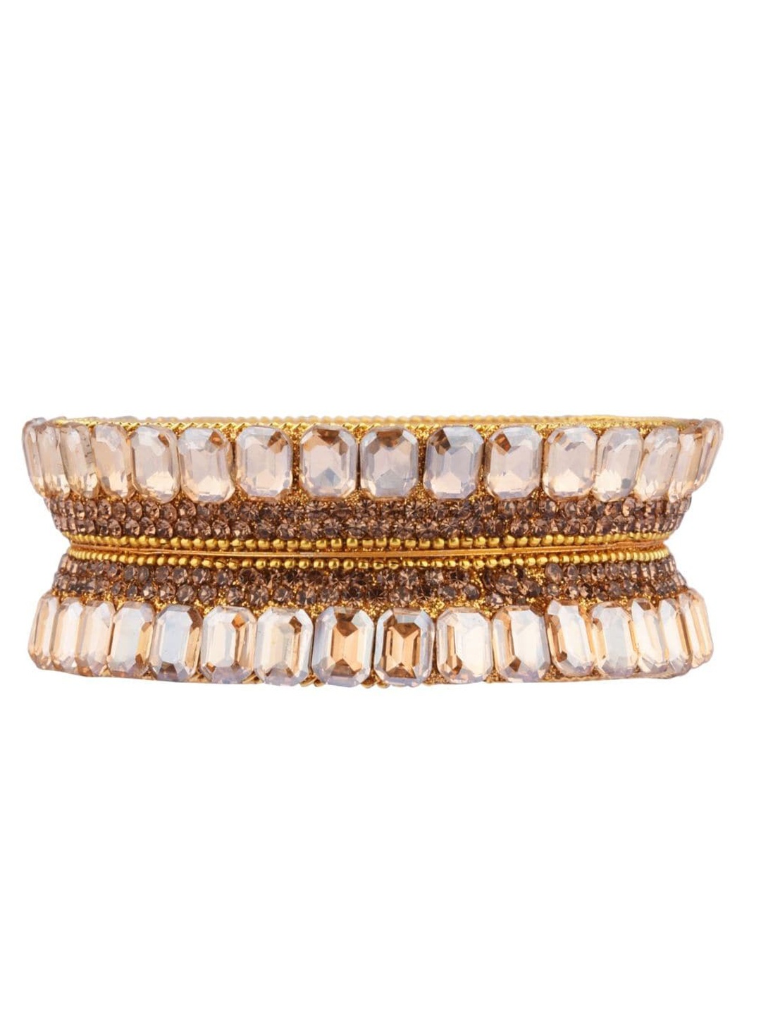 Efulgenz Set of 2 Gold Plated & Rhinestone Crystal Studded Bangles