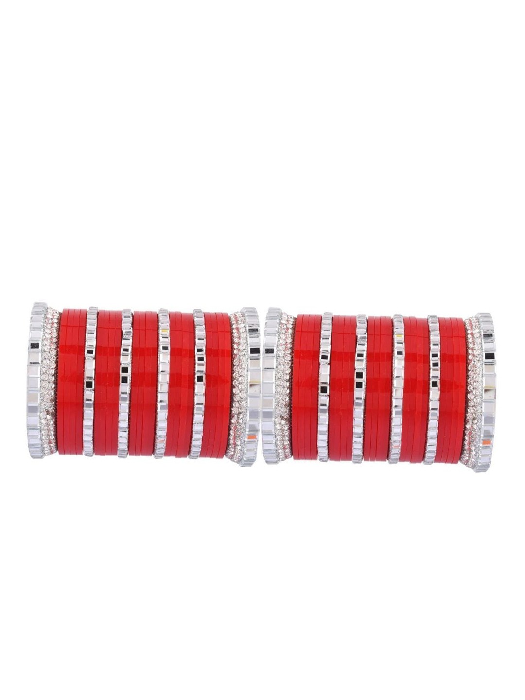 

Efulgenz Red Pack Of 48 Rhodium-Plated Bangle Set, Silver
