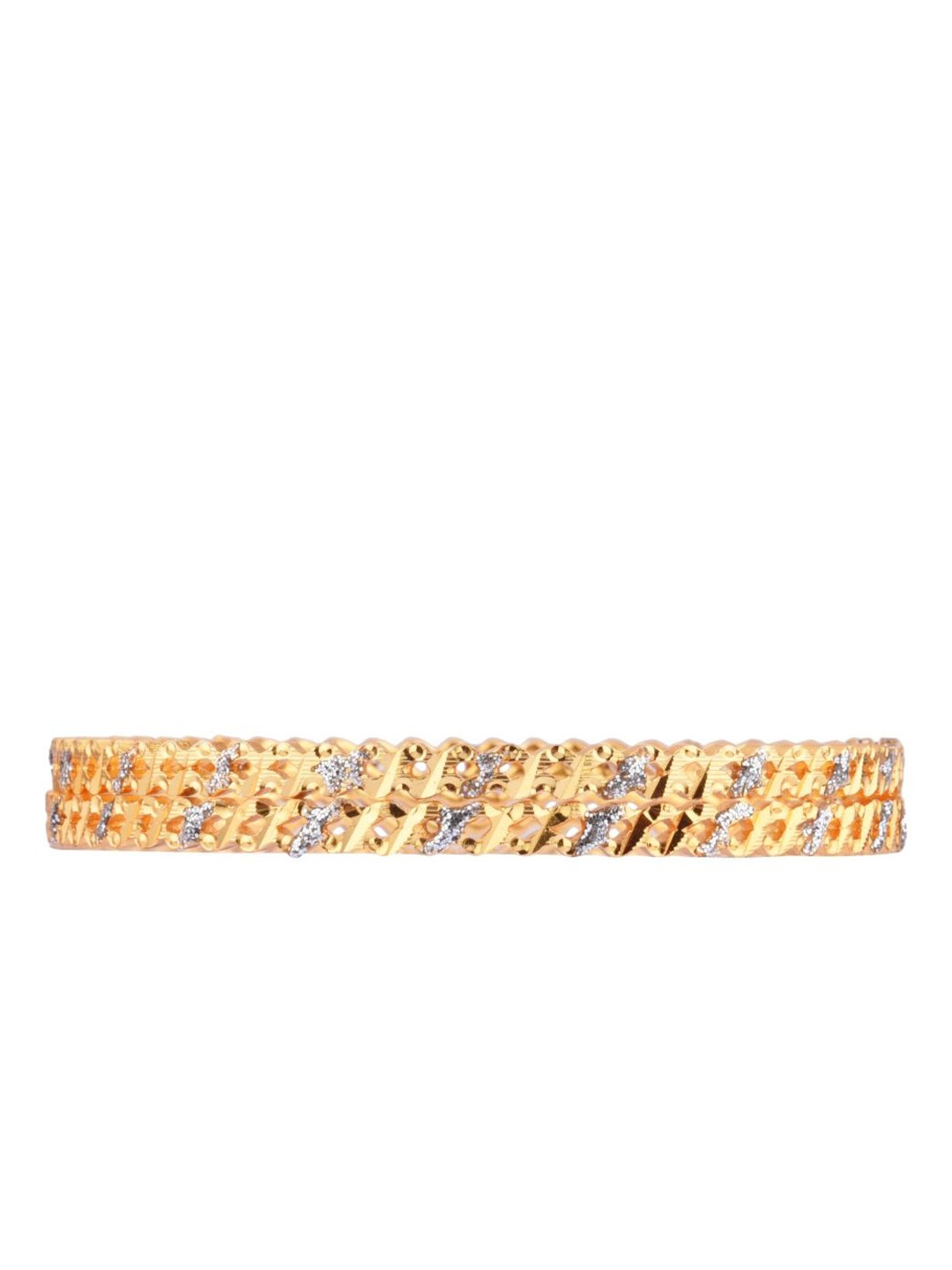 

Efulgenz White Set Of 2 Gold-Plated CZ-Studded Bangle Set