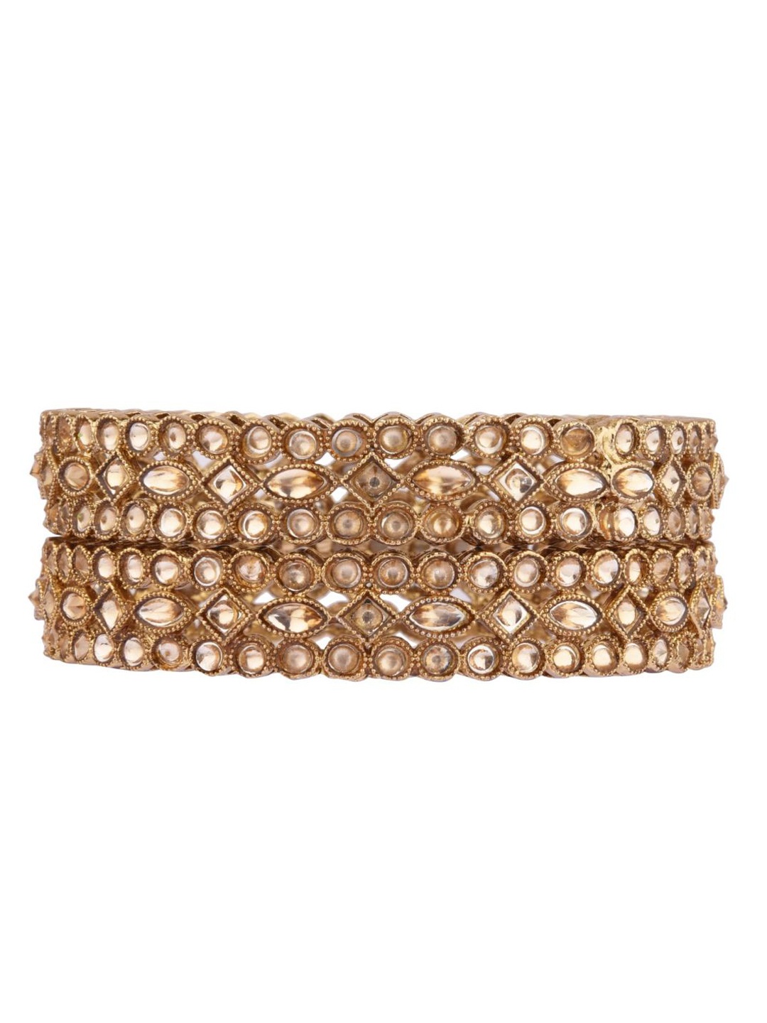 Efulgenz Elegant Designer 2-Pcs Gold-Plated Bangle Set
