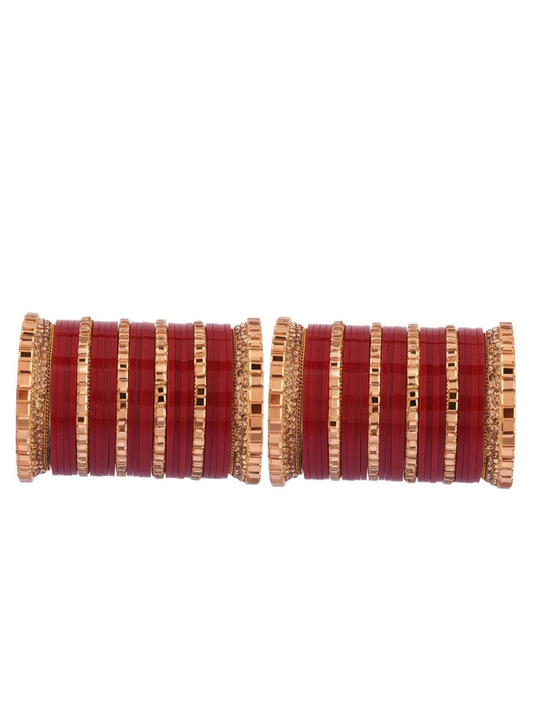 

Efulgenz Antique Designer 52-Pcs Red & Gold-Plated Crystal Bangle Set