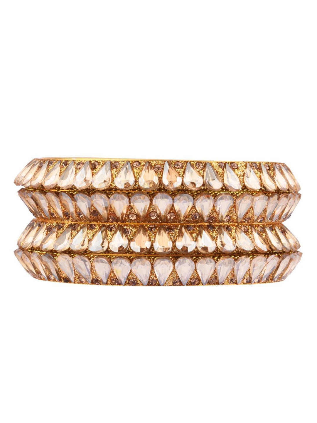 

Efulgenz Classic Fashion Set of 4 Gold-Plated & Gold-toned CZ Crystal Studded Bangle Set