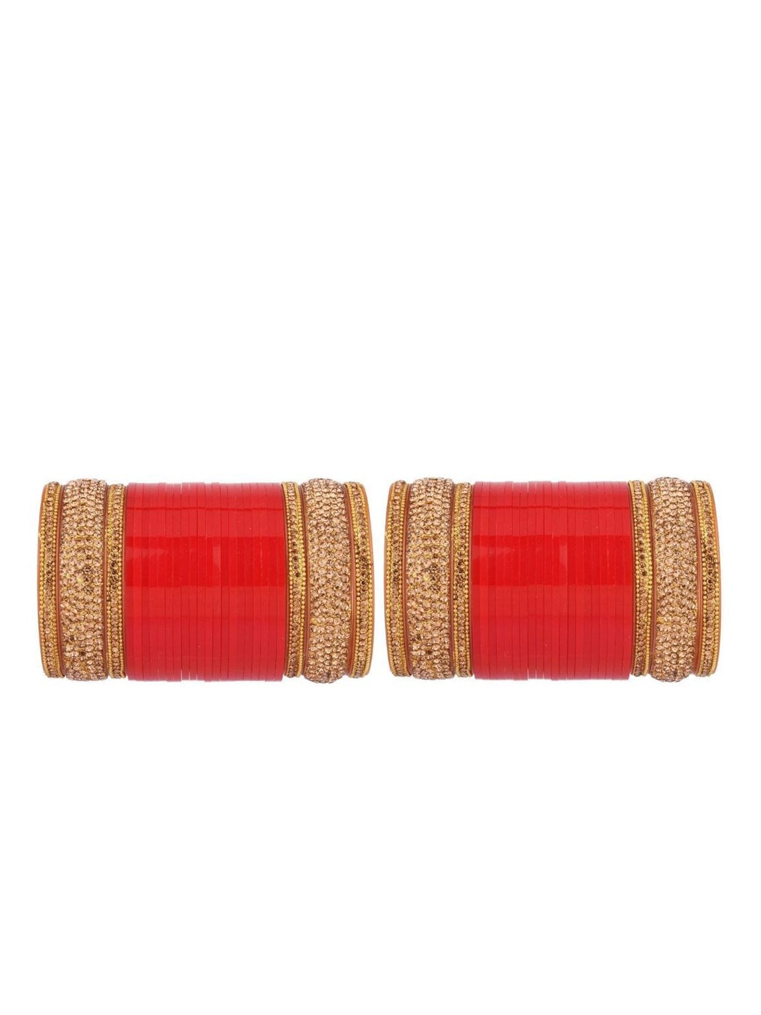 

Efulgenz Antique Designer 52-Pcs Red & Gold-Plated Crystal-Studded Bangle Set