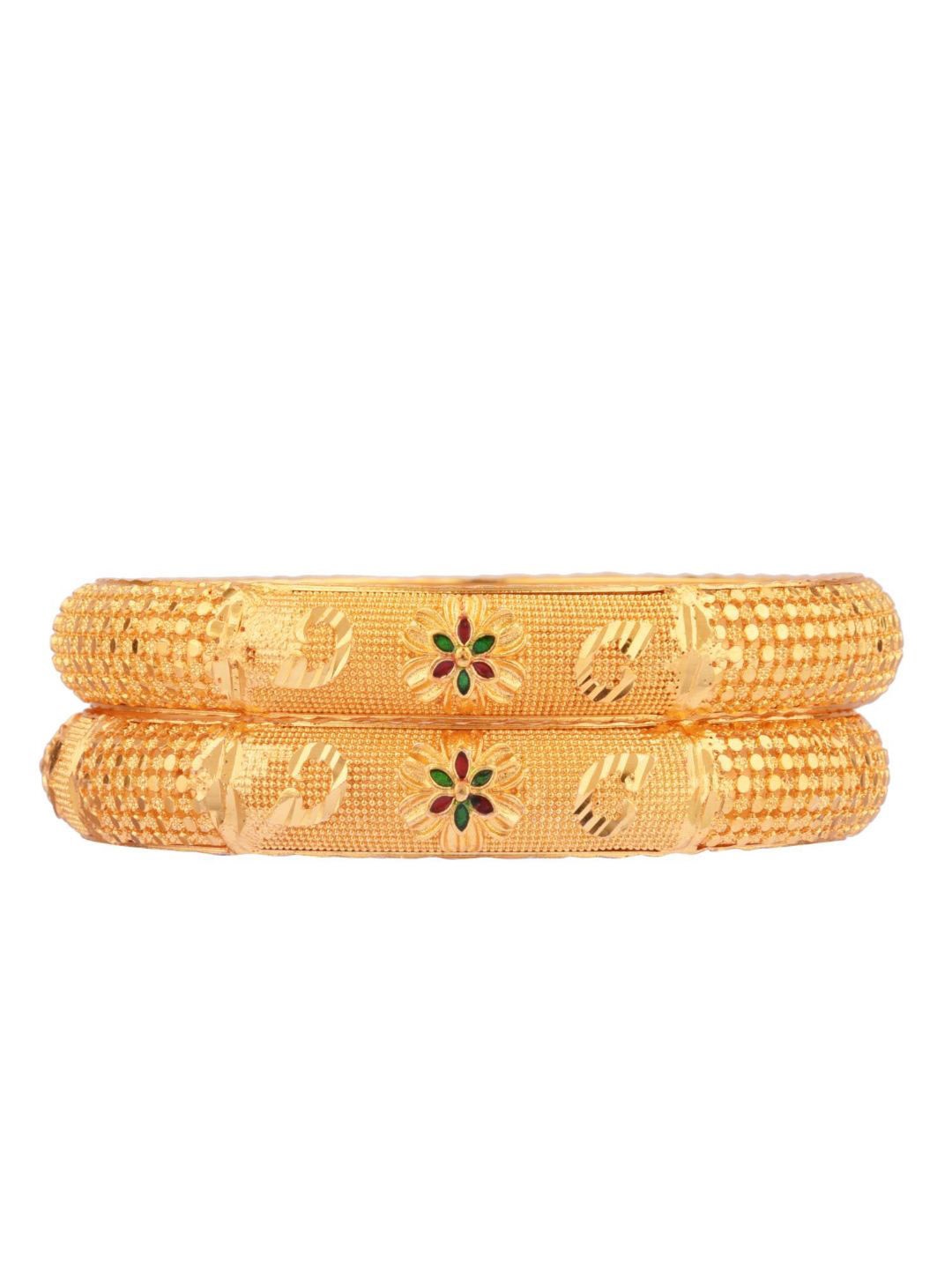 

Efulgenz Antique Designer Set Of 2 Gold-Plated Bangle