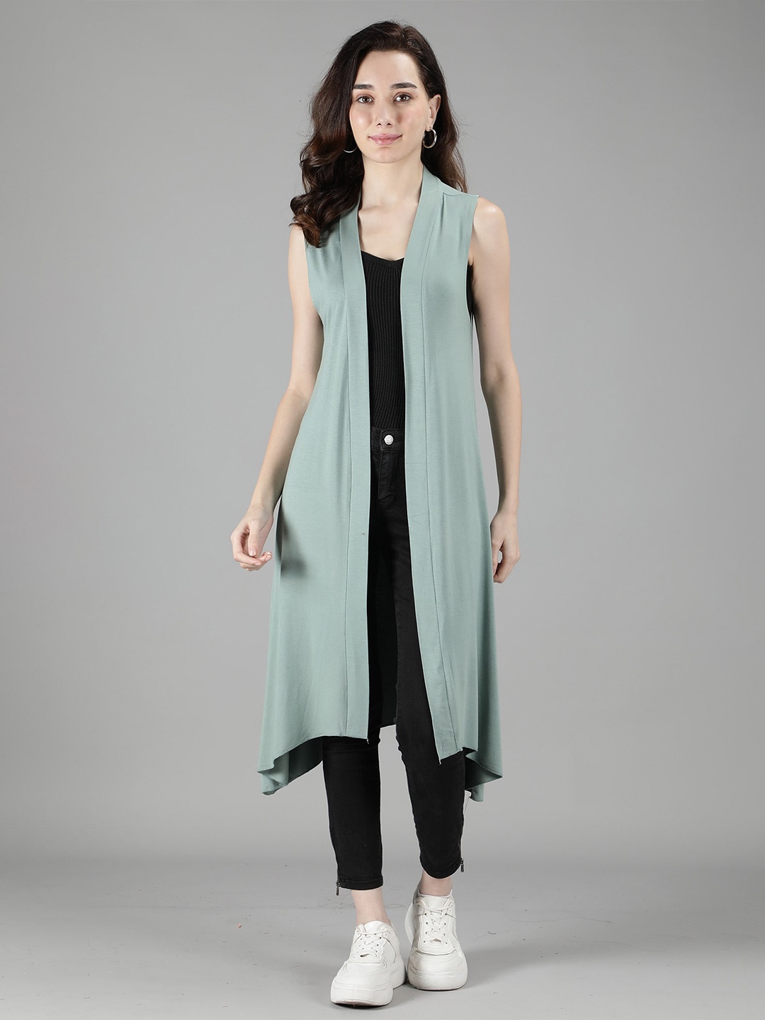 

Nimble Women Green Longline Open Front Shrug