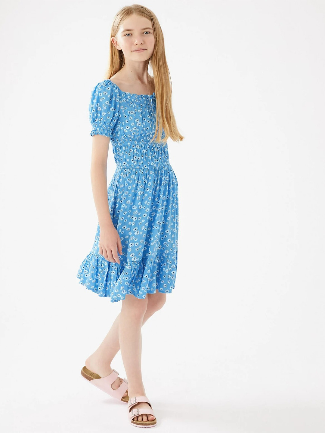 

Marks & Spencer Blue & White Floral A-Line Dress