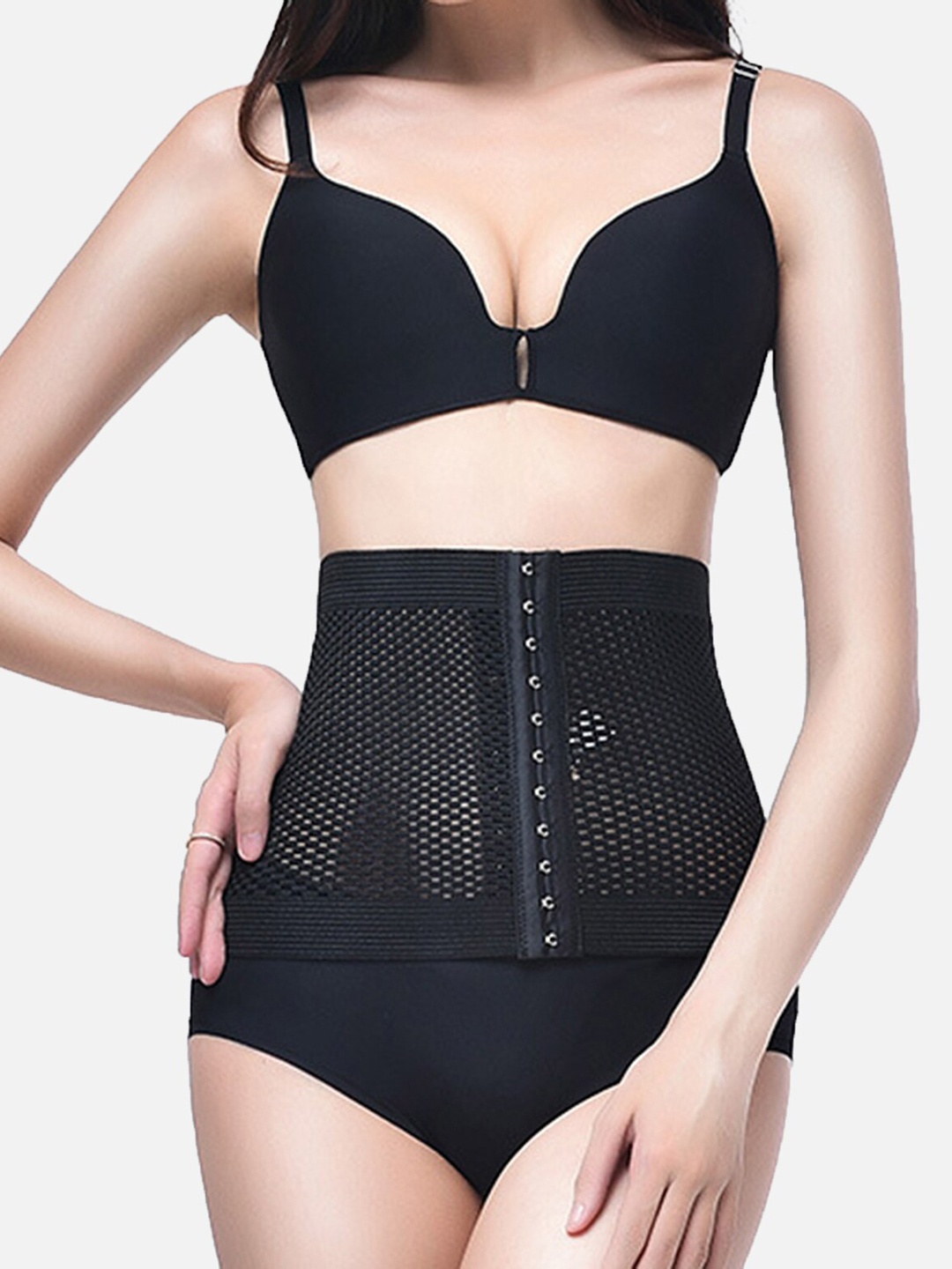 

Spiaty Women Black Textured Shapewear