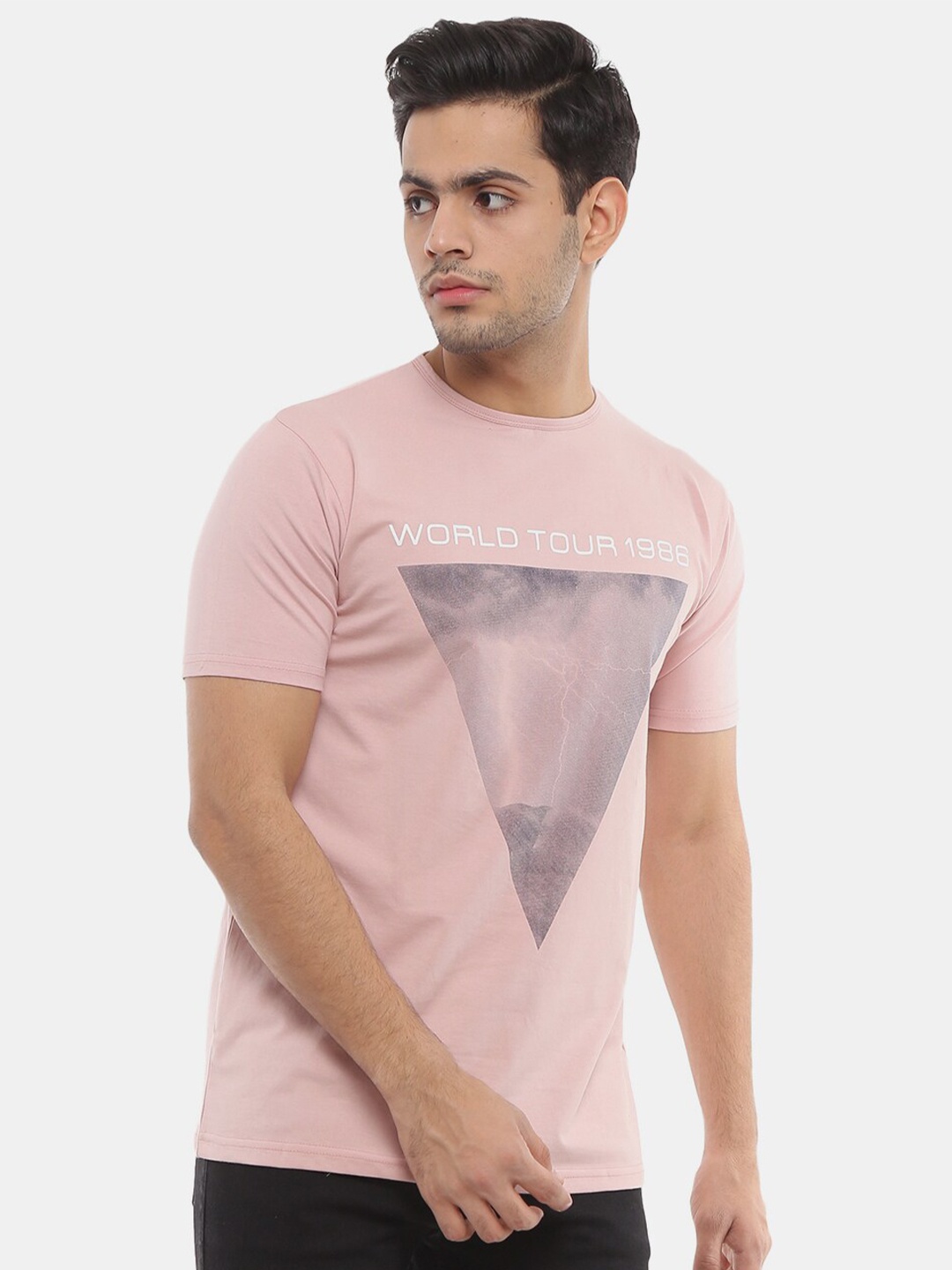 

V-Mart Men Mauve Printed Slim Fit Cotton T-shirt