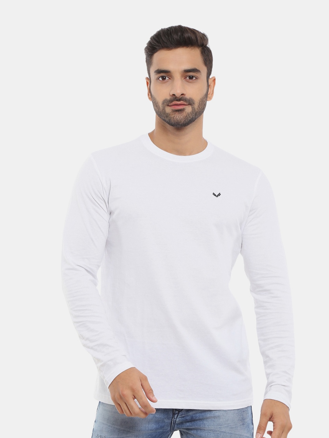 

V-Mart Men White Solid Cotton T-shirt