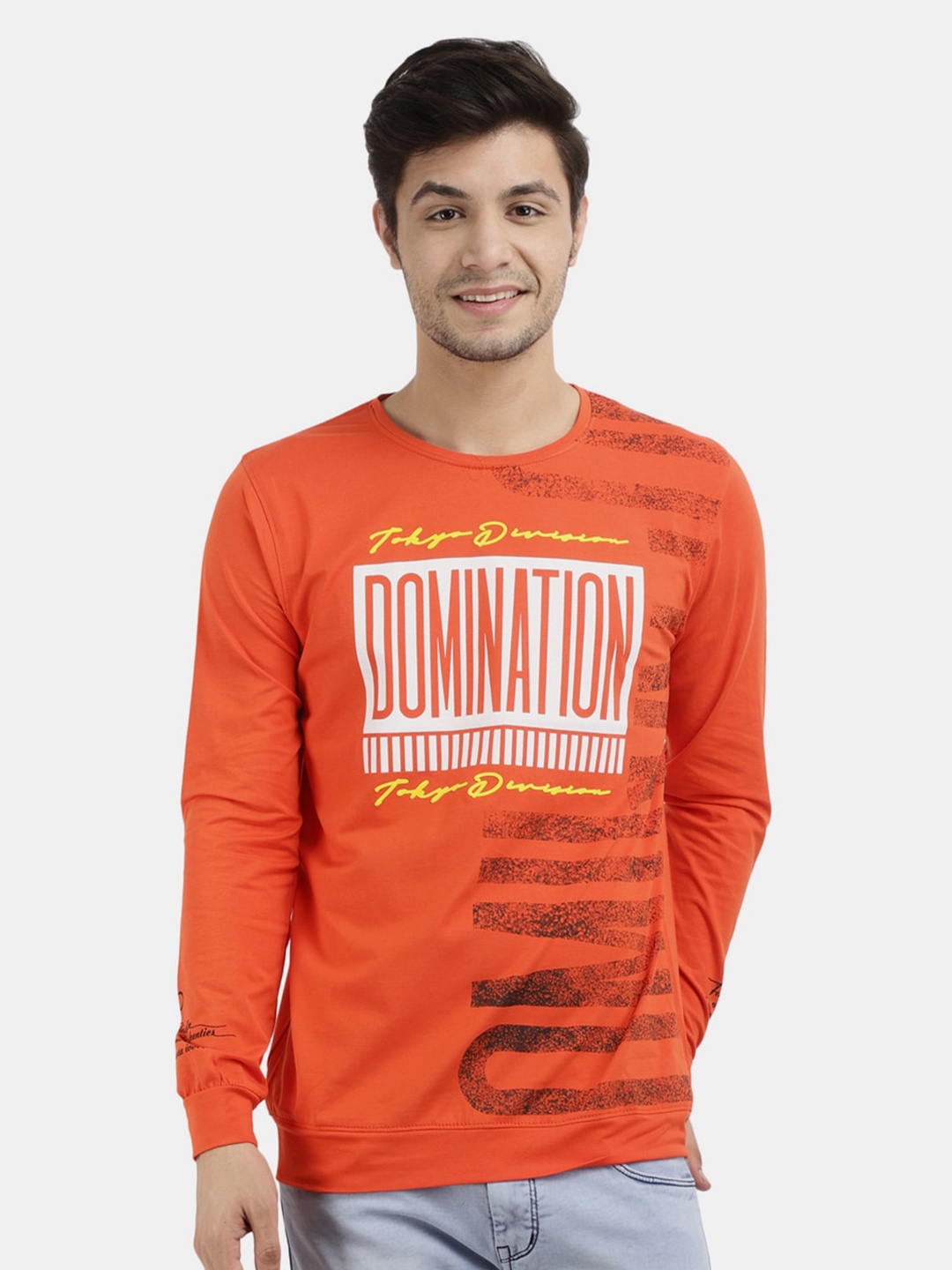 

V-Mart Men Orange Typography Printed Cotton T-shirt