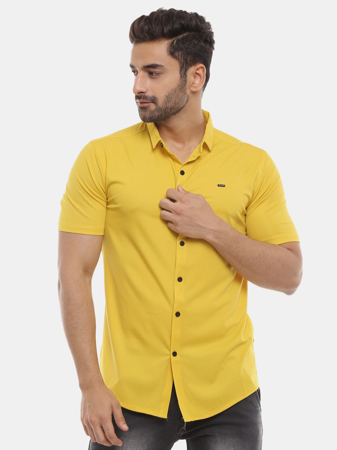 

V-Mart Men Yellow Polo Collar Cotton T-shirt